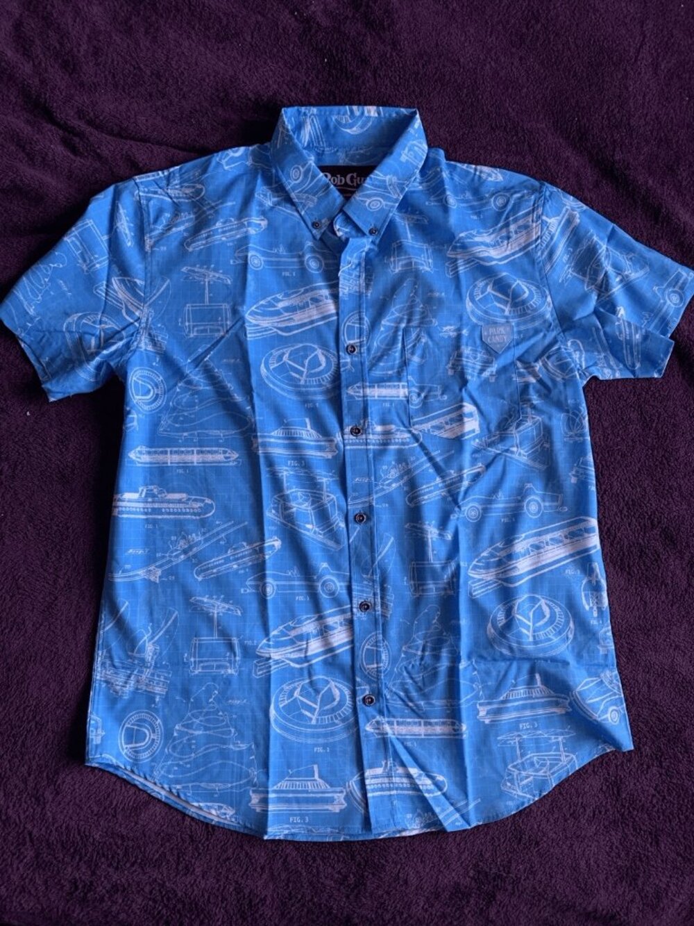 DISNEY PARKS RIDES ATTRACTIONS PATENT BLUEPRINT BUTTON UP SHIRT MENS XL